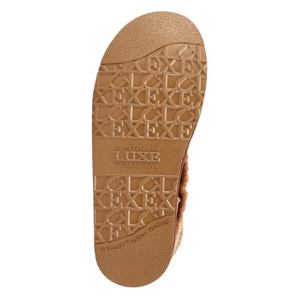 Australia Luxe Boots Women 9 Chestnut Fame Short Suede Brown Knit New - Picture 4 of 7